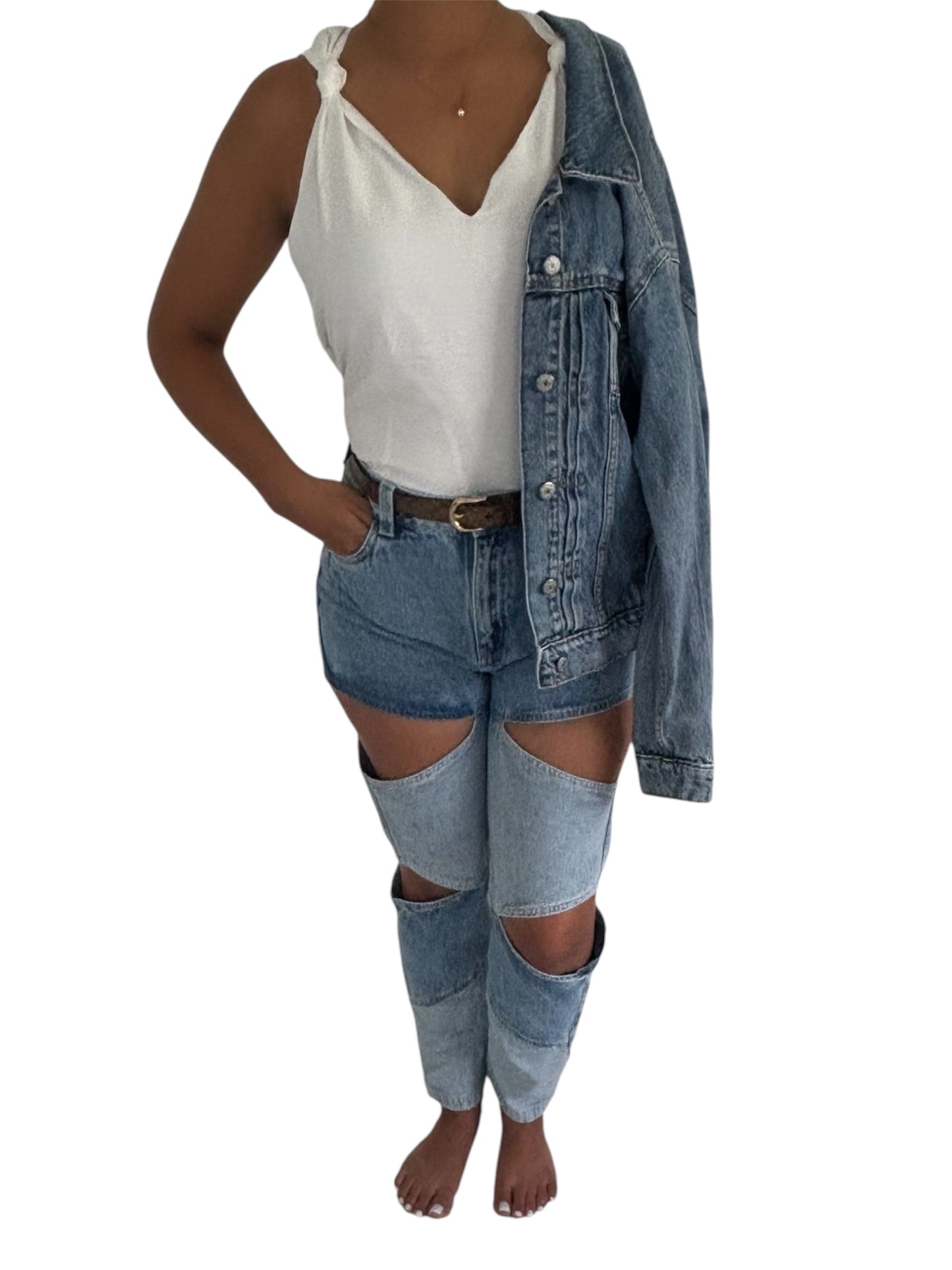 V Neck Casual Knotted
