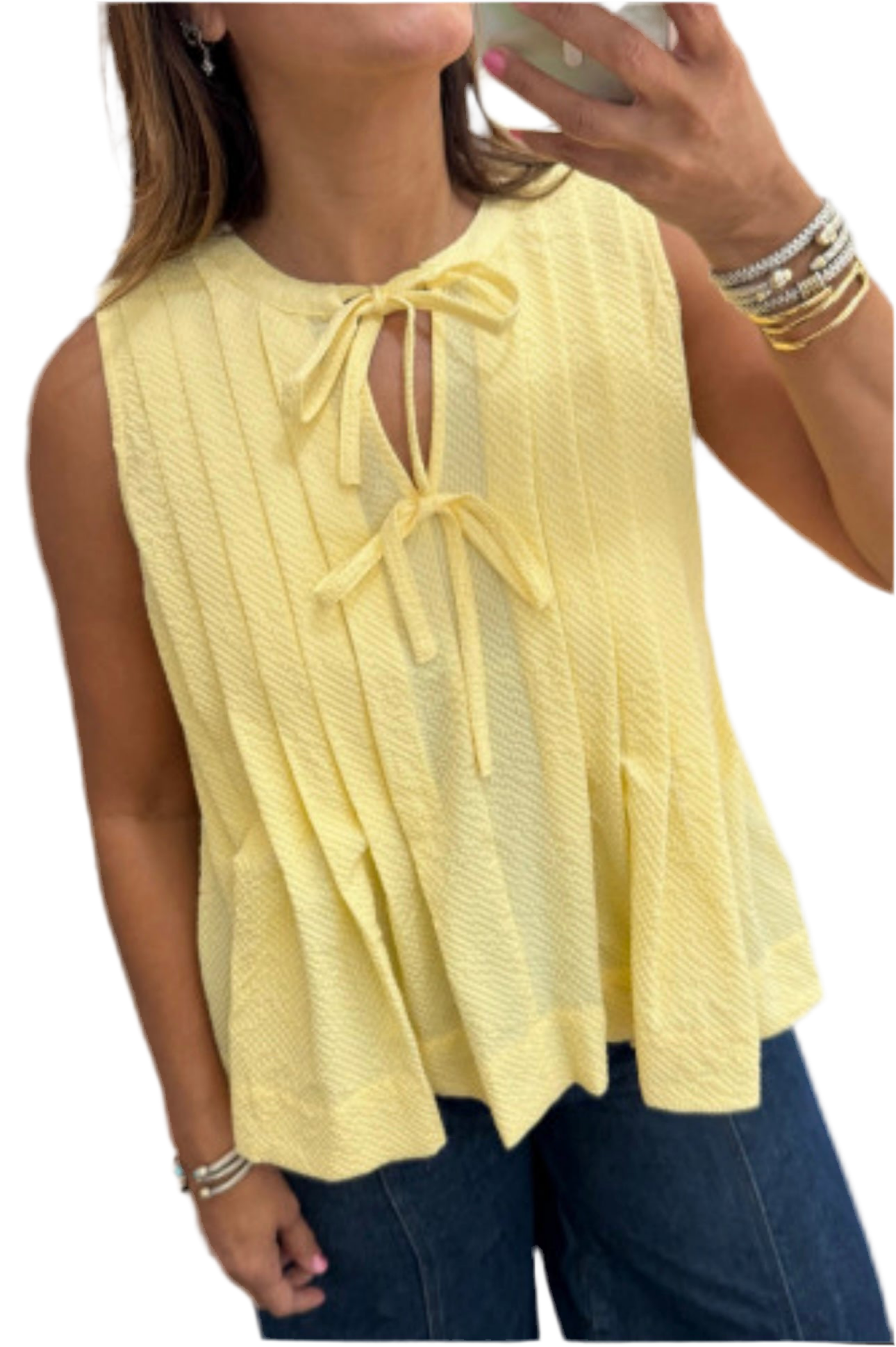 Bow Tie Pleated Top
